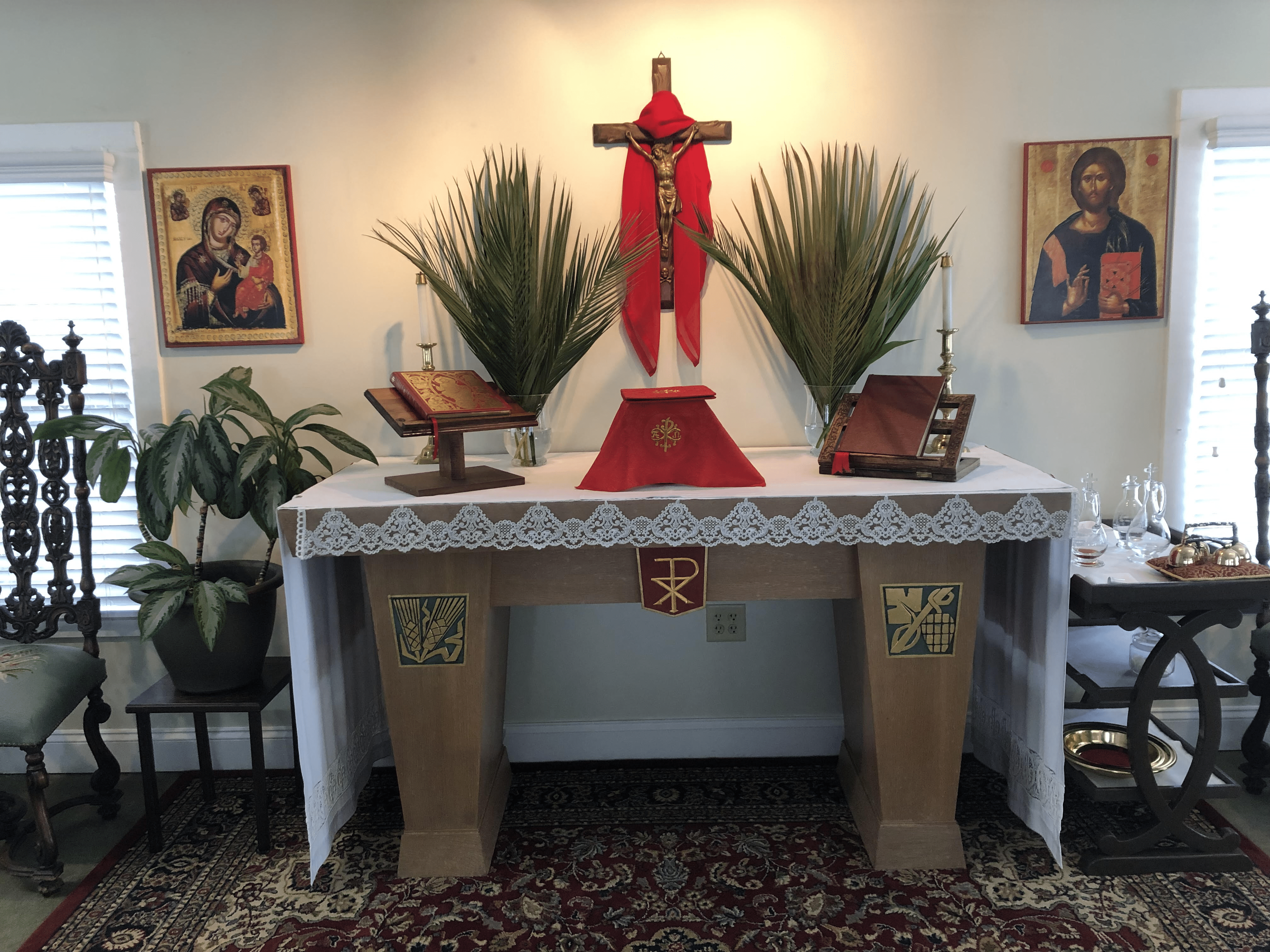 Priest welcoming congregation